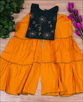 Dark Green Rayon handwork zardoshi work Kurti Set